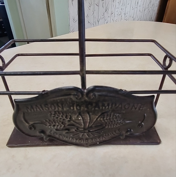 Vintage Chefs Oil & Vinegar Dispenser Bottles" Maison de Campagne Metal Holder - Picture 10 of 12